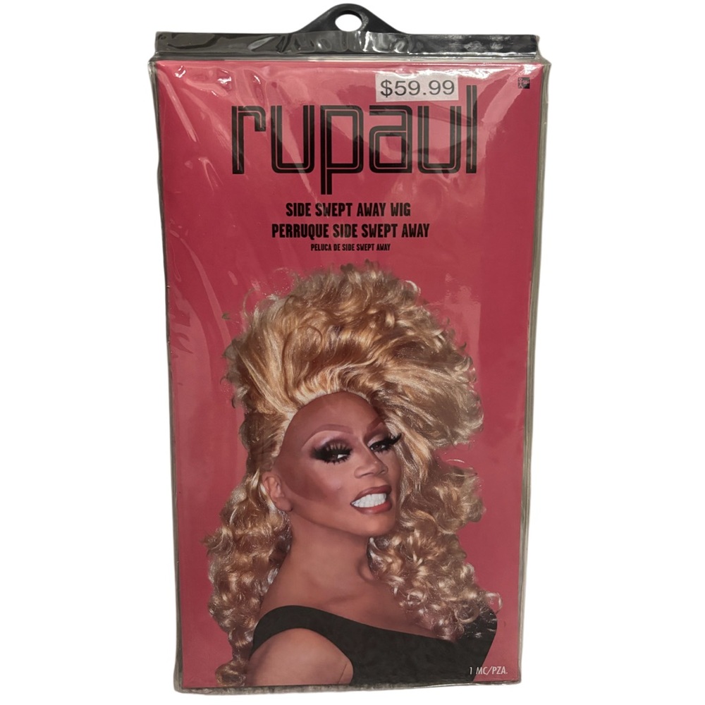 Wig Rupaul Side Swept Away Blonde Wig Curly Updo Hairstyle Pin Up Cosplay New